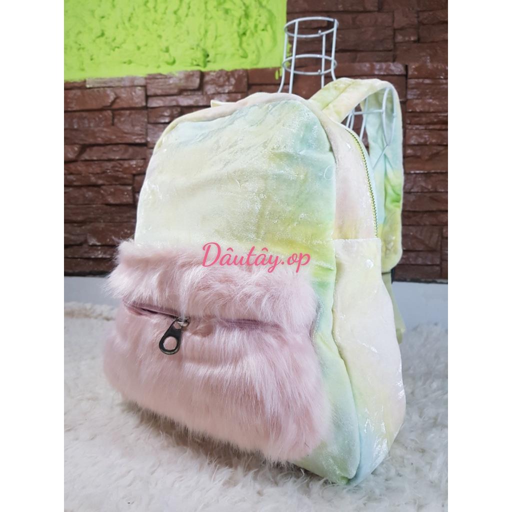 BALO VẢI MÀU CẦU VÒNG KÈM NÓN HÌNH UNICORN