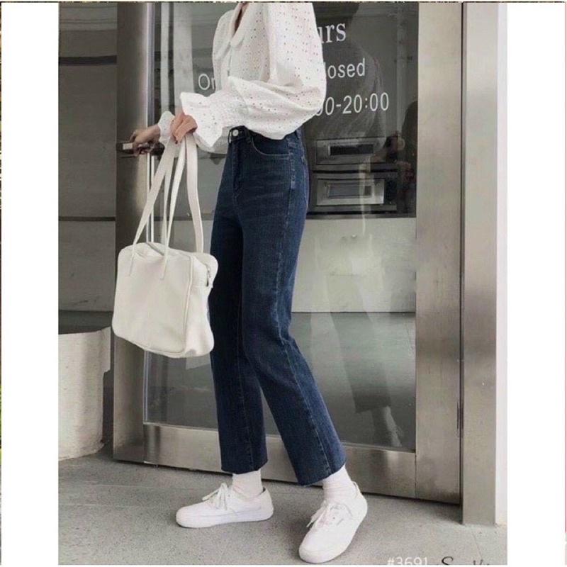 Quần bò nữ Quần jean ống đứng suông nữ trendy kéo dài chân style Hàn Quốc Ulzzang B8