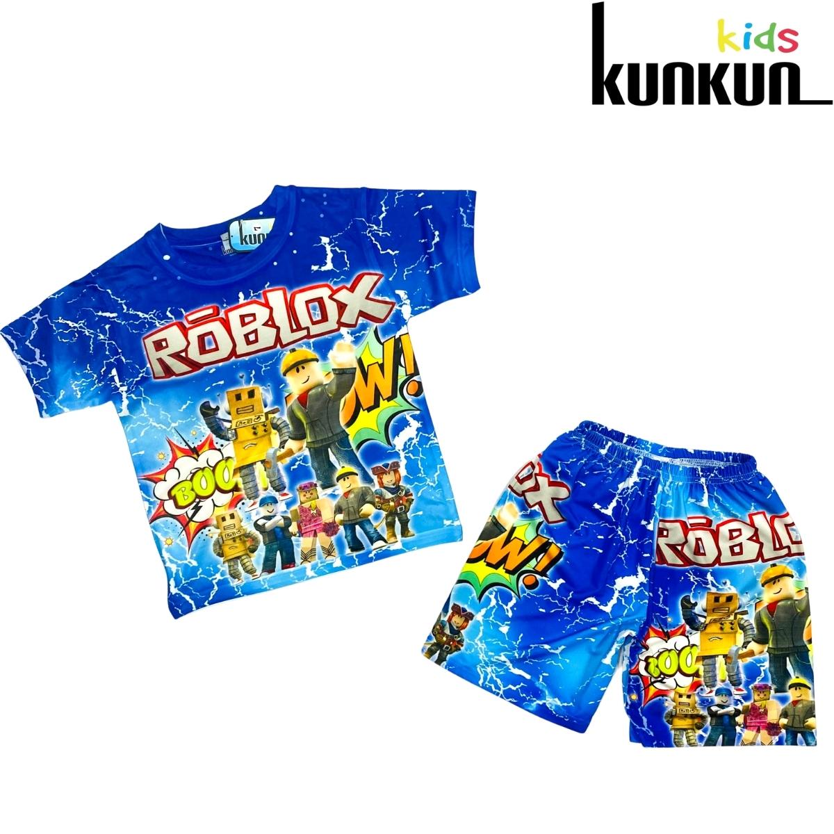 Quần áo trẻ em KUNKUN TP834 in 3d hình roblox cho bé trai size đại từ 10-60kg chất thun lạnh thoáng mát co giãn 4 chiều