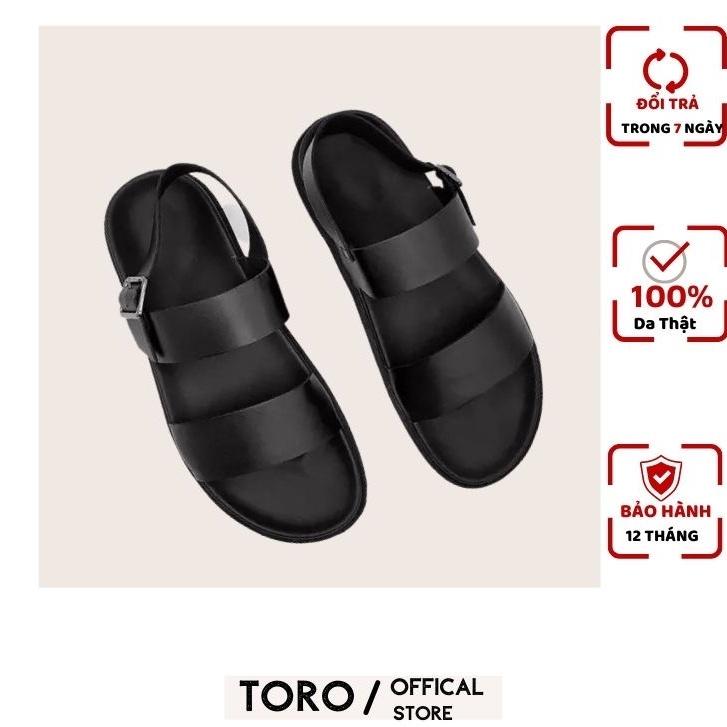 Dép Da Nam Dép Nam , Dép Quai Ngang Da Bò, Đế Cao Su ,Màu Đen ,Bảo Hành 12 Tháng ( TORO Store