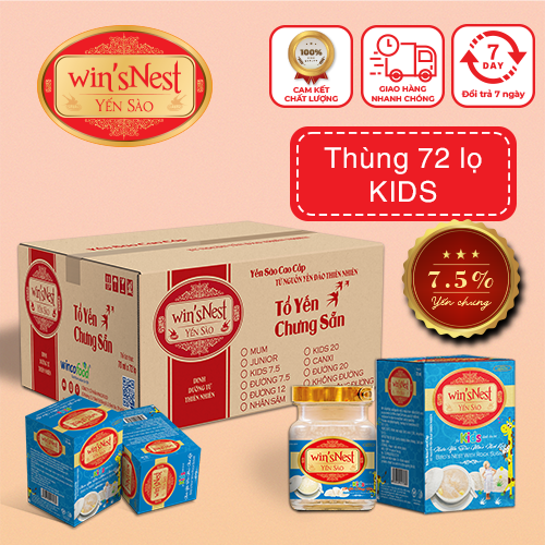 Thùng 72 lọ Nước Yến Sào win'sNest Kids (70ml/lọ)