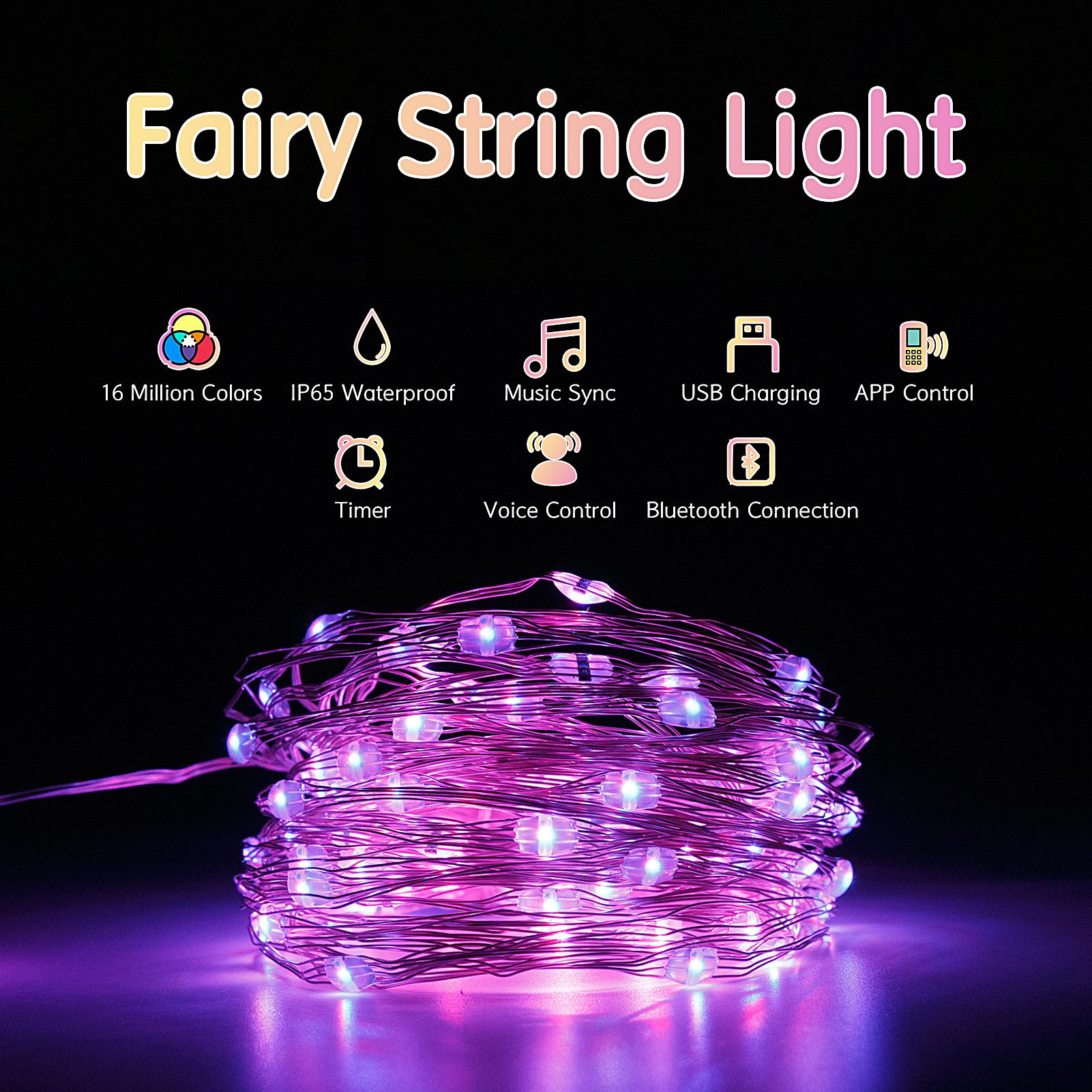 Đèn dây LED có sạc USB kết nối với điện thoại điều khiển qua bluetool đồng bộ theo âm nhạc dùng trang trí bữa tiệc