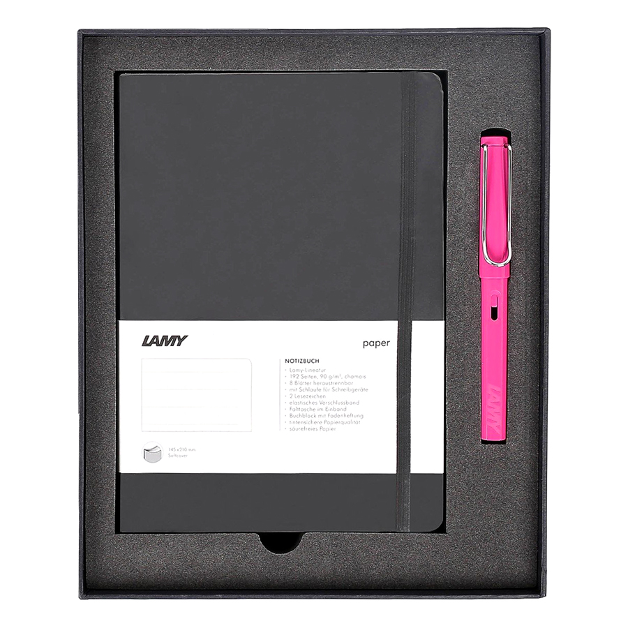 Gift Set Lamy Notebook A5 Softcover Black + Lamy Safari Pink - GSNSa003