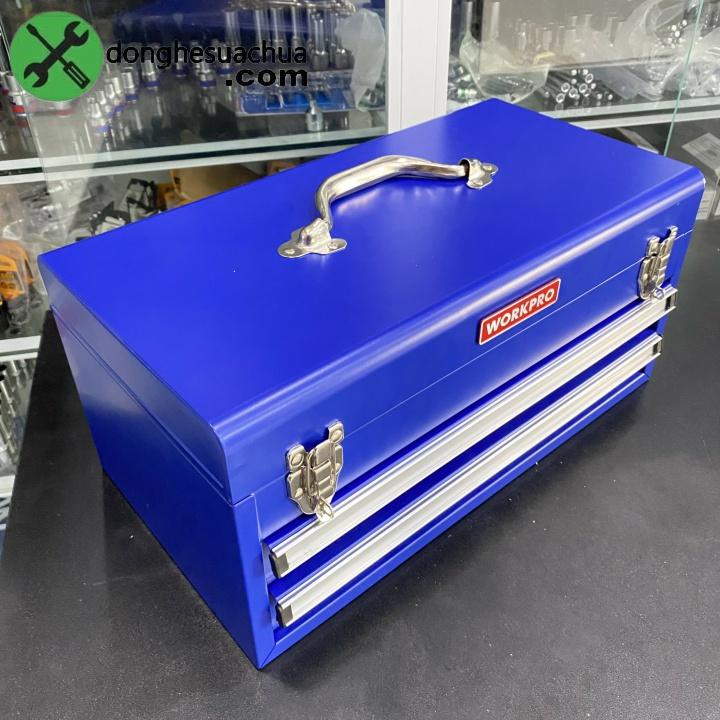 Thùng đồ nghề sắt hai ngăn kéo Workpro WP282005 kích thước 460x240x220mm màu xanh