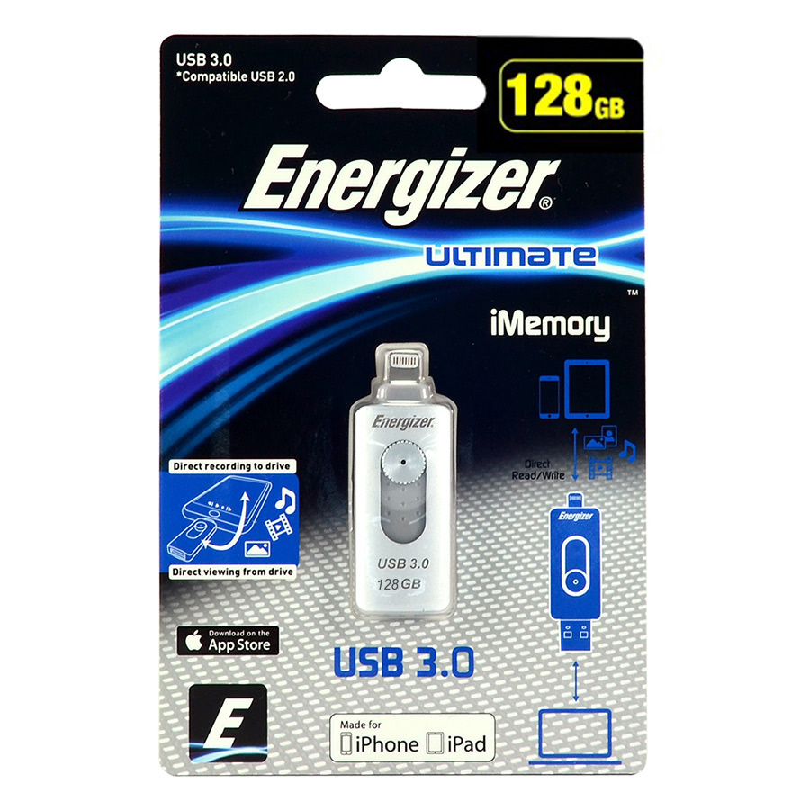 USB Energizer 128GB Lightning OTG Ultimate FOTL3U128R - Hàng Chính Hãng