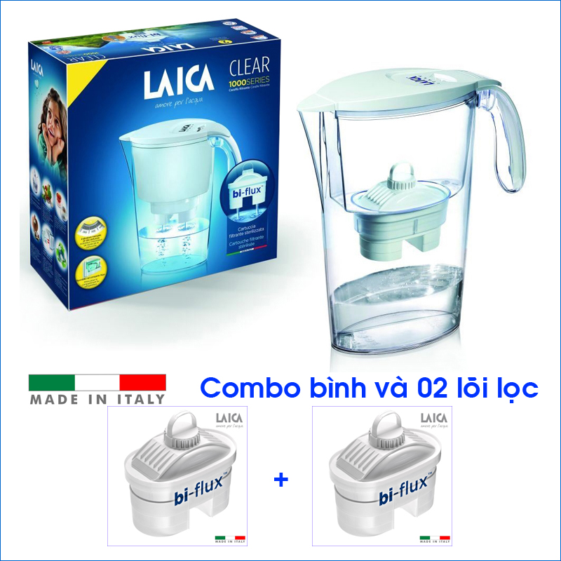 Combo Bình lọc nước LAICA J11A Trắng và 02 Lõi lọc nước  (MADE IN ITALY)