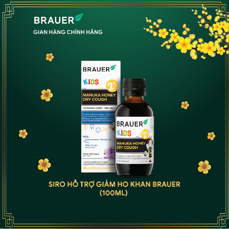 Brauer Dry Cough Giảm Ho Khan Dạng Lỏng Cho Bé Trên 2 Tuổi.