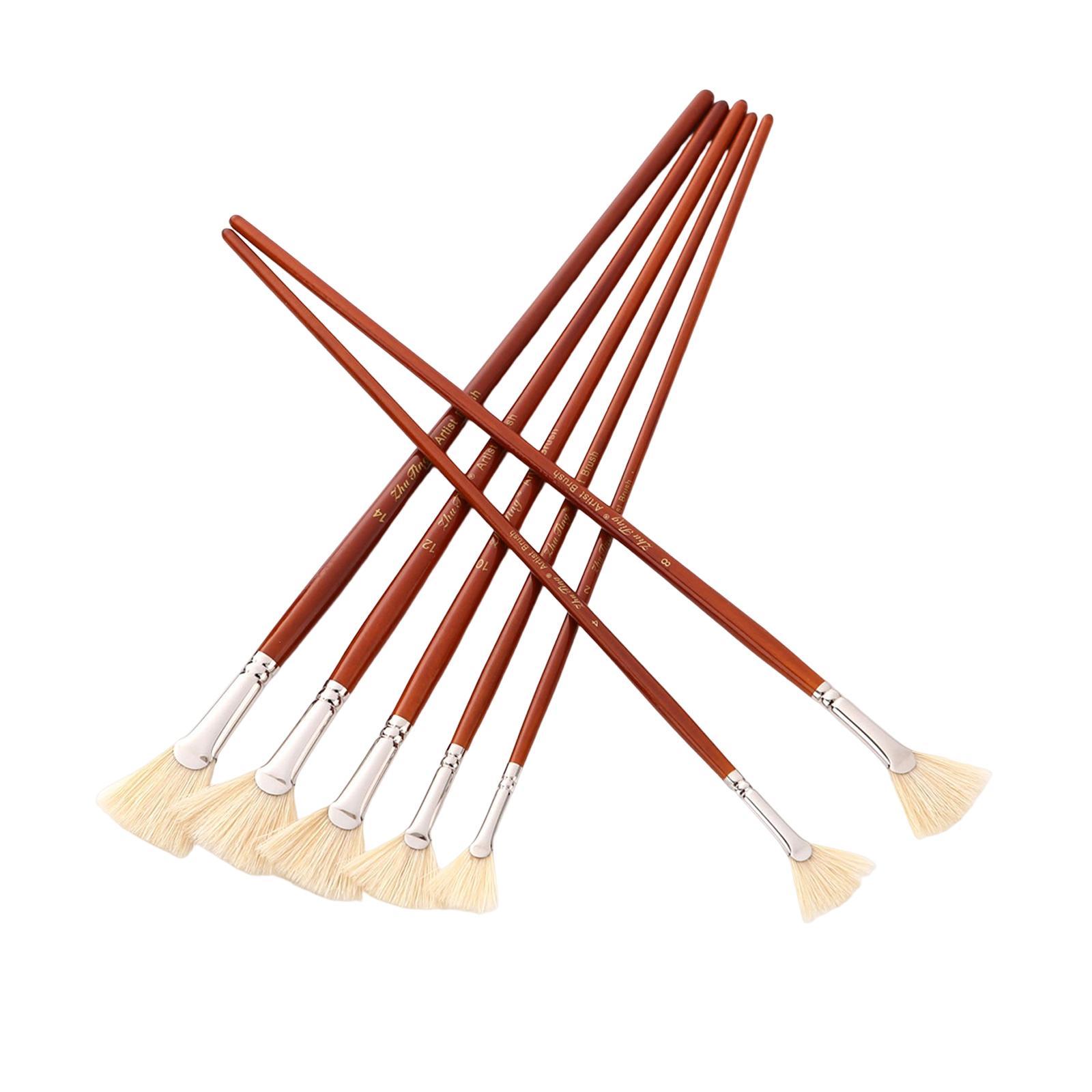 7x Professional Watercolor Paint Brush Pen Set Portable Wooden Handle Body Paint Tools Acrylic Painting Brushes for Kids Adults Supplies