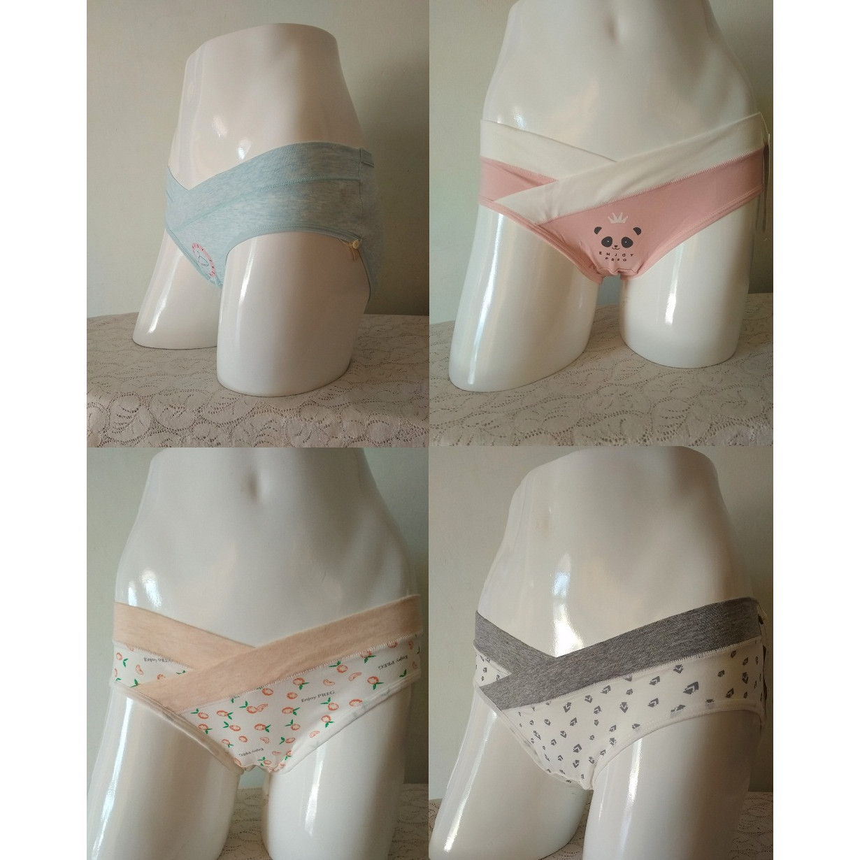 Combo 4 quần lót bầu cạp chéo cotton xịn giao ngẫu nhiên-đặc biệt phần đáy màu trắng