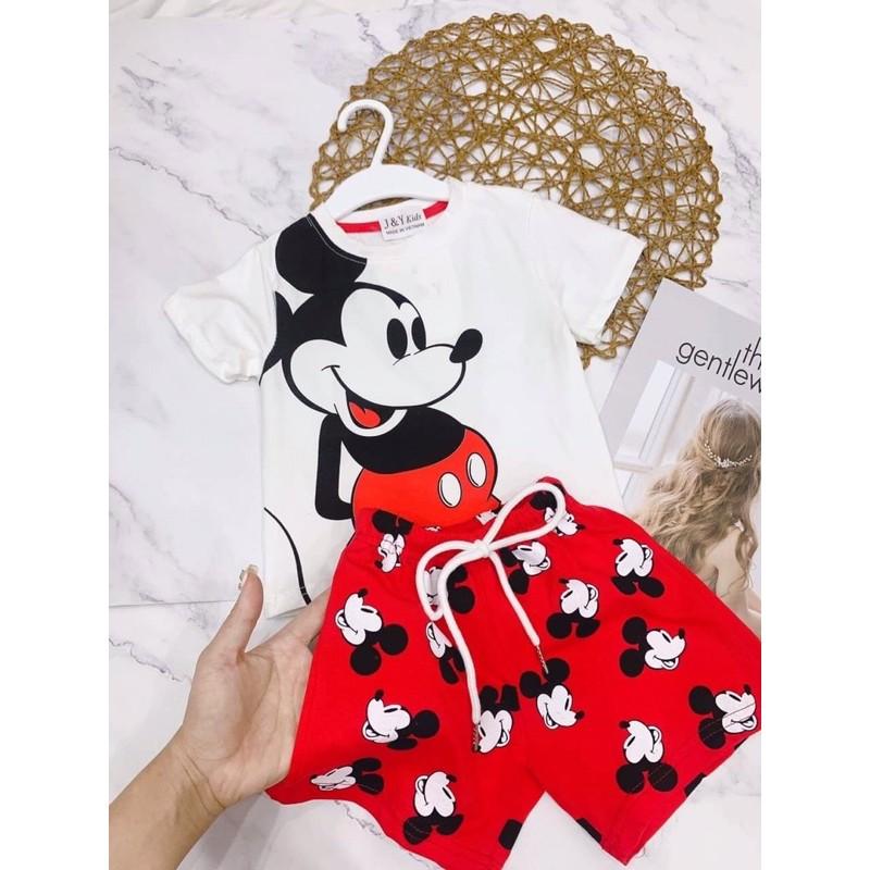 Bộ mickey trắng quần đỏ bé