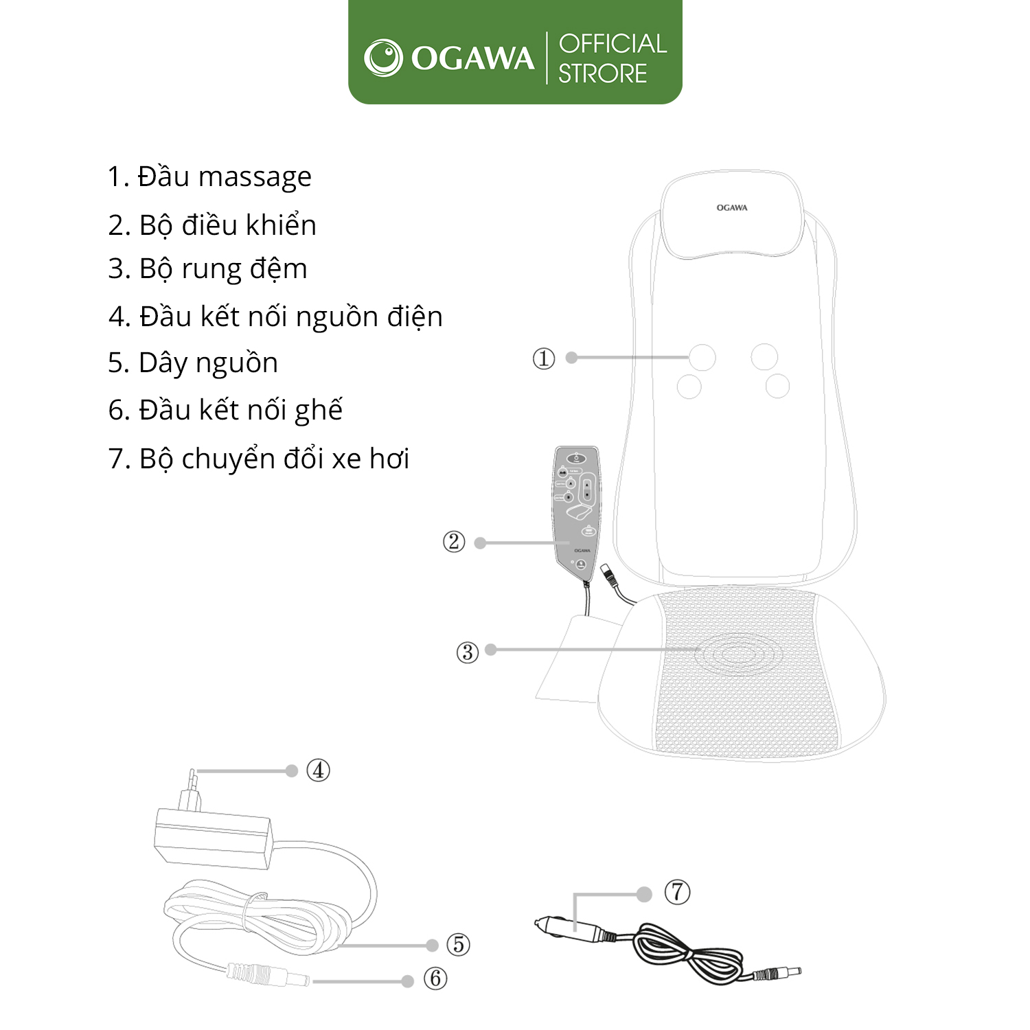 Đệm massage di động OGAWA Mobile Seat Xe Prime