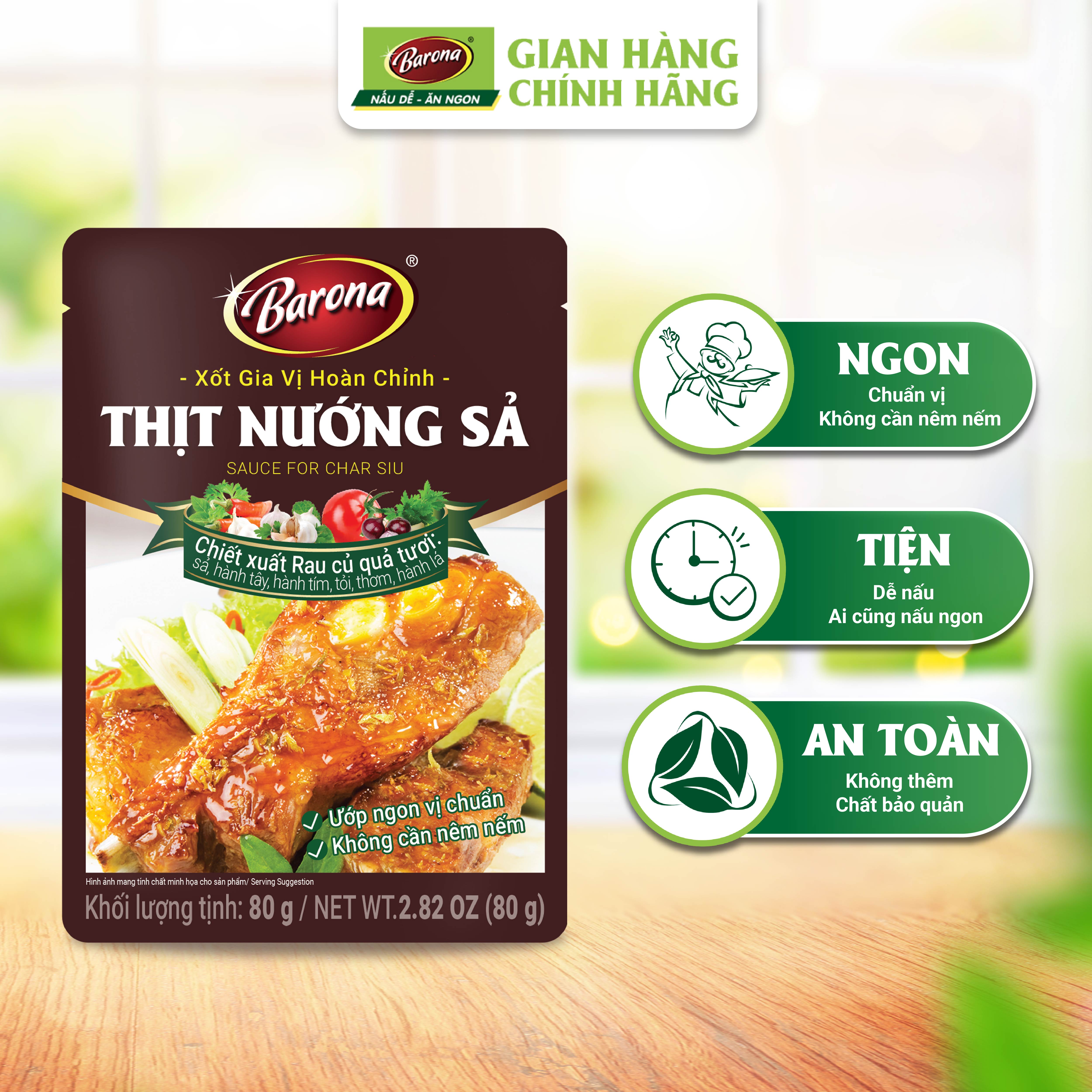 Combo 1 hộp (20 gói) xốt gia vị hoàn chỉnh Barona 80g