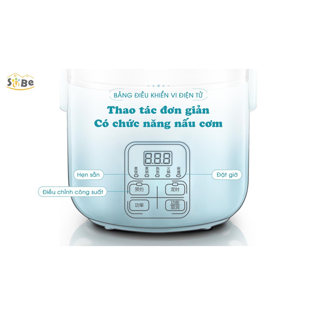 Hộp Cơm Điện Giữ Nhiệt Và Nấu Chín BEAR DFH-B20J1 2 Tầng Dung Tích 2 Lít Công Suất 600 W - Hàng Nhập Khẩu