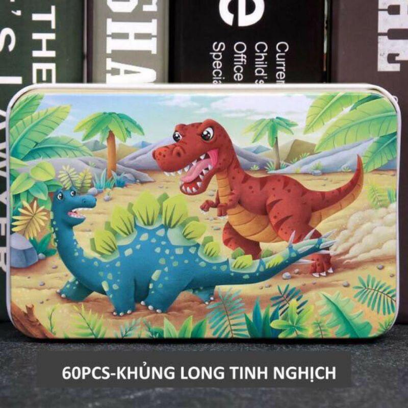 Xếp hình cho bé puzzle 60 mảnh ghép hộp sắt nhiều mẫu chất lượng cao