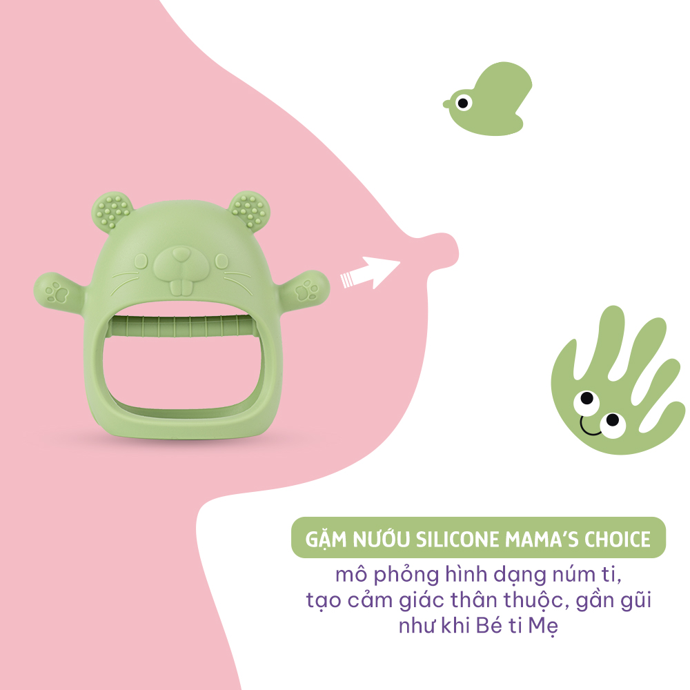 Gặm Nướu Mama's Choice Cao Cấp Cho Bé, Có Hộp Bảo Quản, Ngậm Nướu Chất Liệu Silicone Bạch Kim [Được nhiều mẹ tin dùng