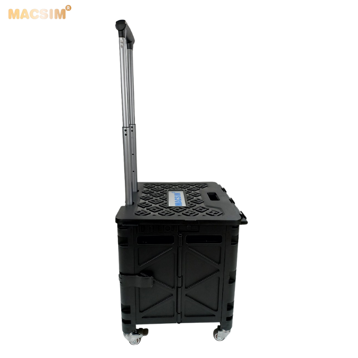 Hộp đựng đồ xếp gọn có bánh, tay kéo tiện ích kích thước 51cm x 55cm x 40cm - nhãn hiệu Macsim