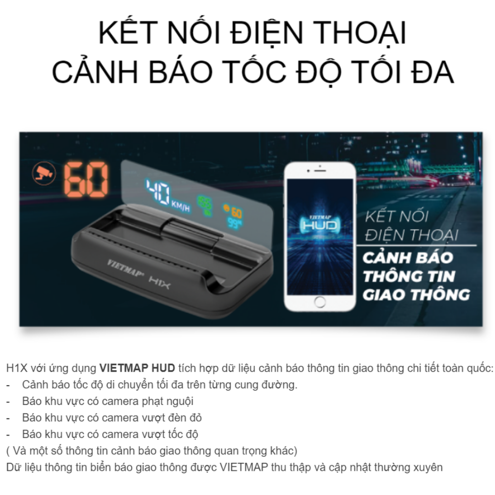 Màn Hình Hiển Thị HUD Vietmap H1X - Hàng Chính Hãng