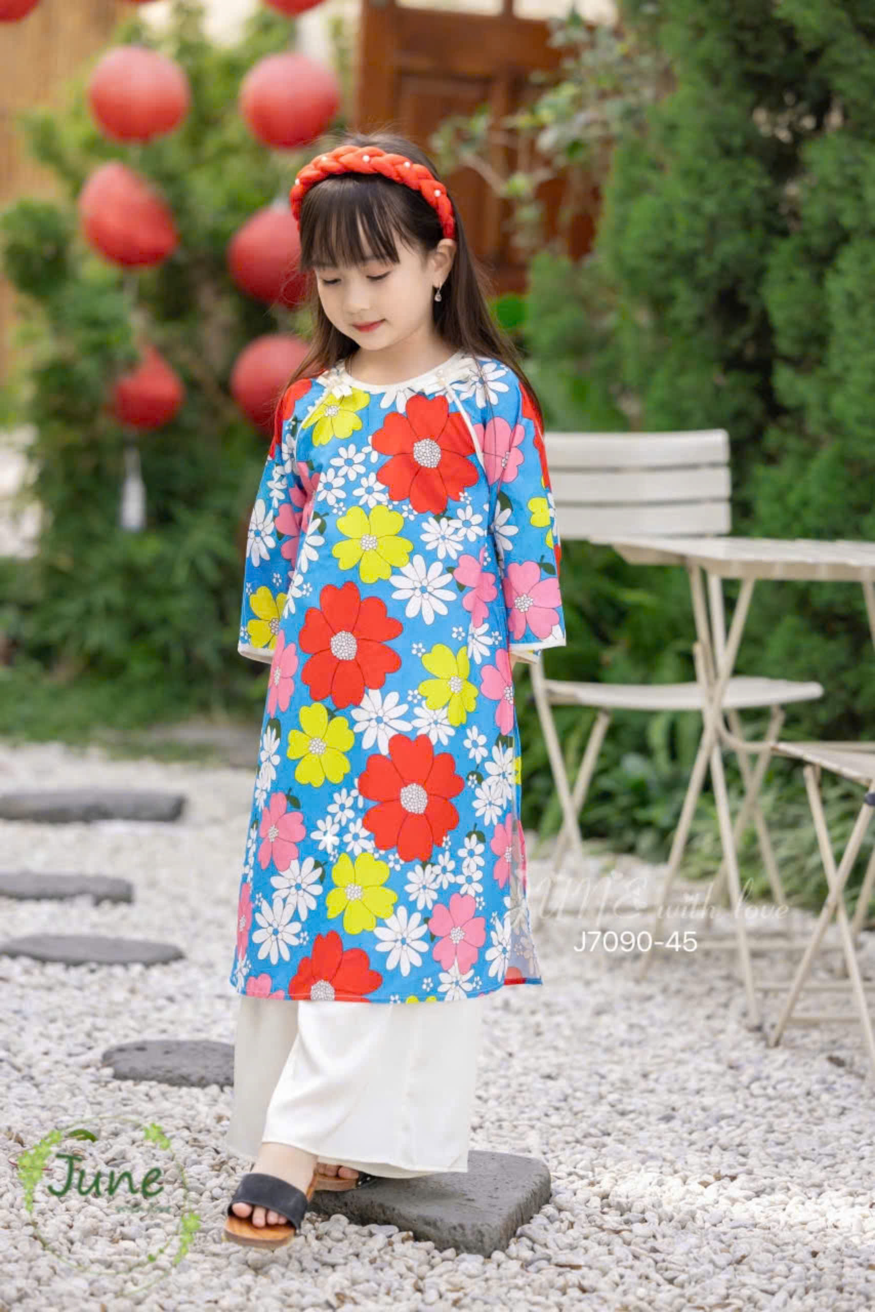 Bộ áo dài tết cho bé gái mẫu hoa mùa xuân xinh xắn diện lễ tết noel giáng sinh năm mới  từ 10-40kg hàng thiết kế cao cấp