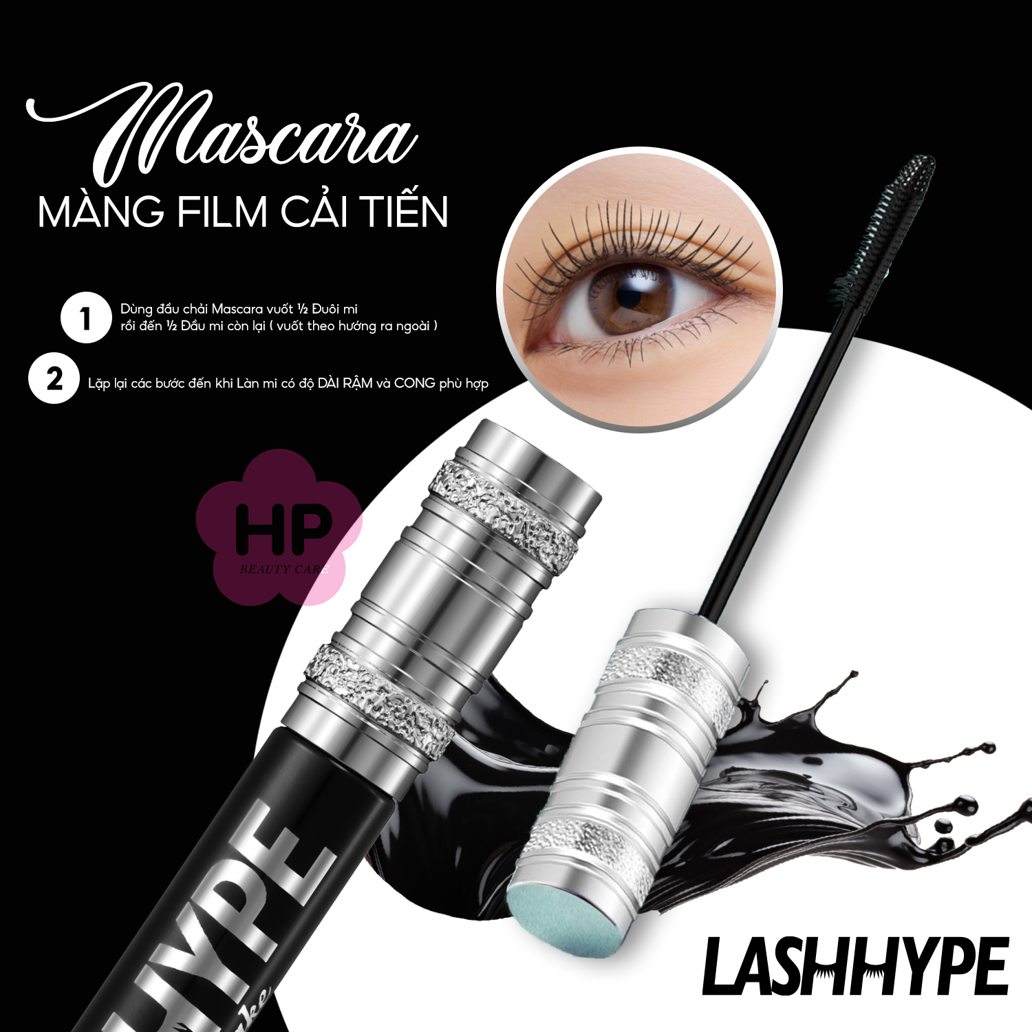Mascara Giúp Dài Nâng Cong Và Giữ Nếp Mi Màu Đen Kissme Heroine Make Long &amp; Curl Mascara Advanced Film Lash Hype 8 G