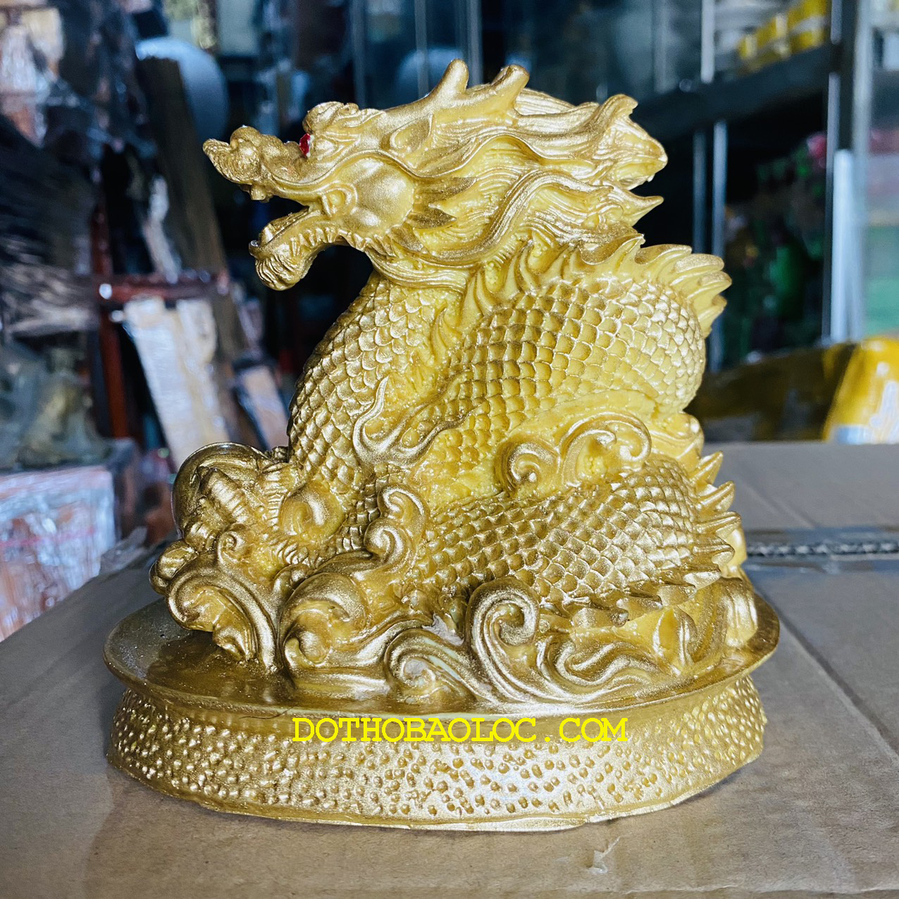 Tượng rồng ôm châu phong thủy mang lại tài lộc may mắn cao 15cm