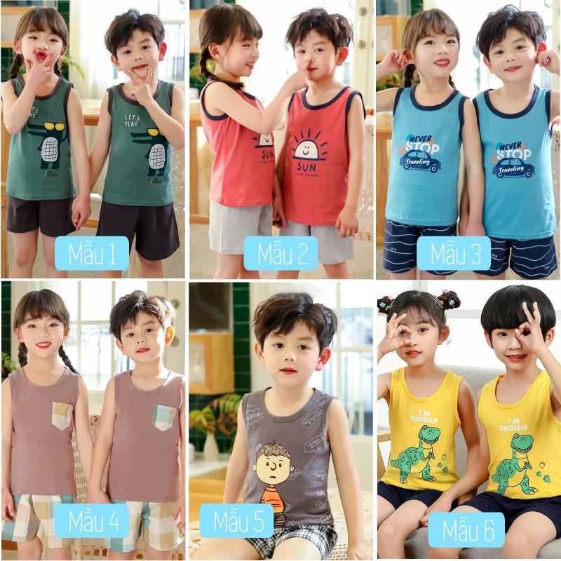 Bộ Ba Lỗ Bé Trai Bé Gái Cotton Mềm Mịn  Quần Áo Bé Trai Bé Gái Mùa Hè