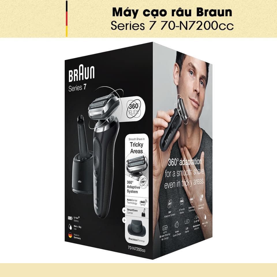 Máy Tông Đơ, Cắt Tóc, Cạo Râu Braun Series 7 70-N7200cc, Máy Cạo Râu Khô Và Ướt, Có Đầu Chuyên Cắt Tỉa Ria Mép, Lông Mũi