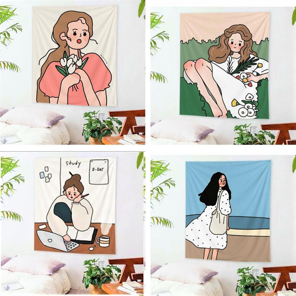 Tấm Thảm Treo Tường, Decor phong ngủ, size150x130cm, vải treo tường phòng ngủ