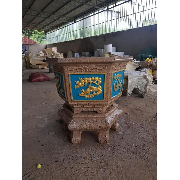 Khuôn đúc chậu lục giác 60 với 6 mẫu hoa văn và chân quỳ
