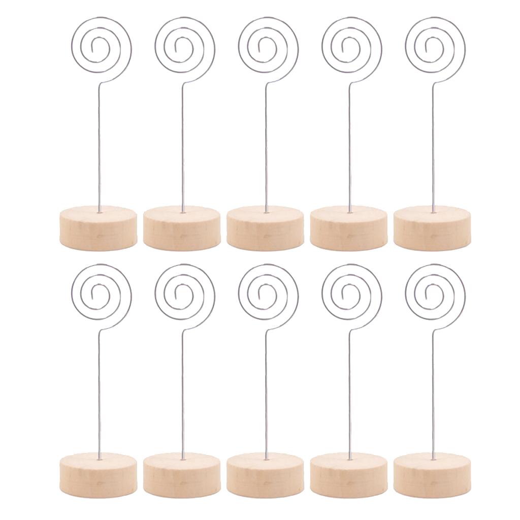 10pcs Wooden Base Place Card Holder Wedding Party Table Name Card Clip