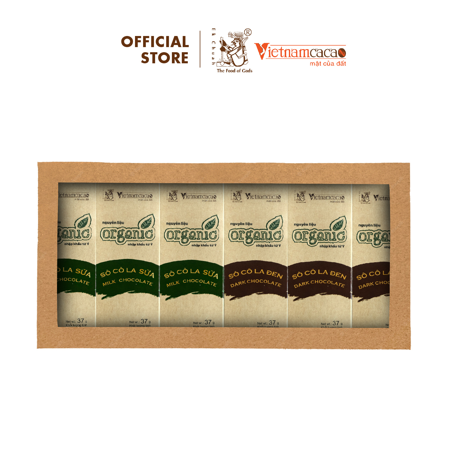 Set 6 thanh Socola (Chocolate) Oganic - Vinacacao 222 gram