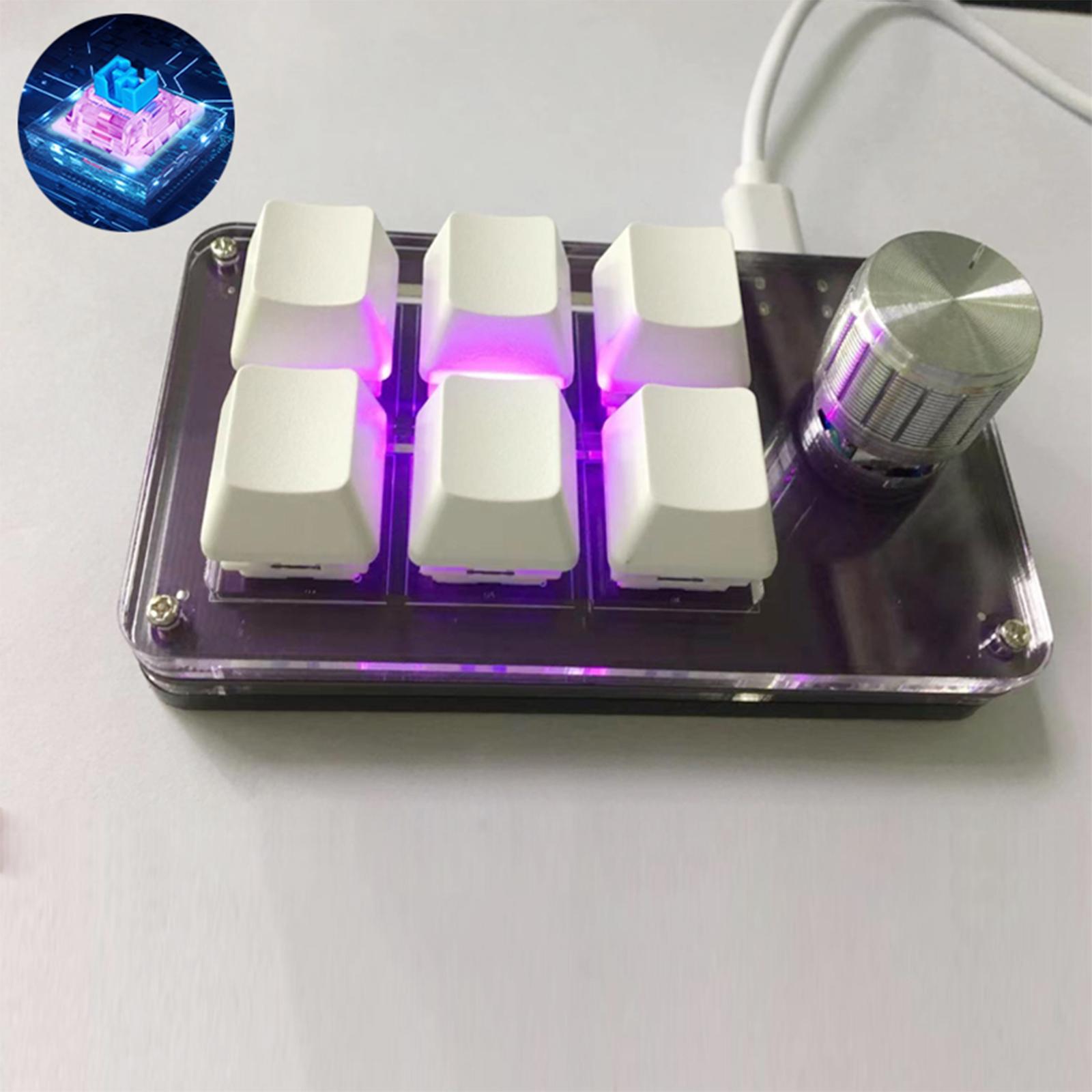 One-Handed Mechanical Keyboard with 6 Fully Programmable Keys Mini Gaming Keyboard USB Custimize Keypad One for Game Media Player