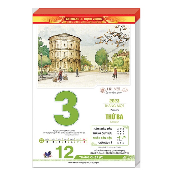 Lịch Bloc 2023 - Bloc lịch cỡ lớn kích thước 20 x 30 cm - Hà nội ký ức thời gian - NH08