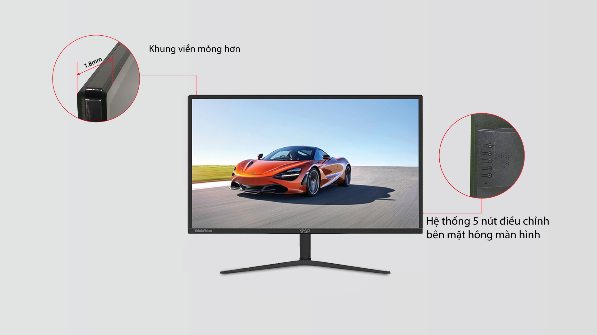 Màn hình máy tính 22inch VSP VS21.5 (LE21503) LED TN 75Hz 5Ms LED Monitor - Hàng chính hãng TECH VISION phân phối