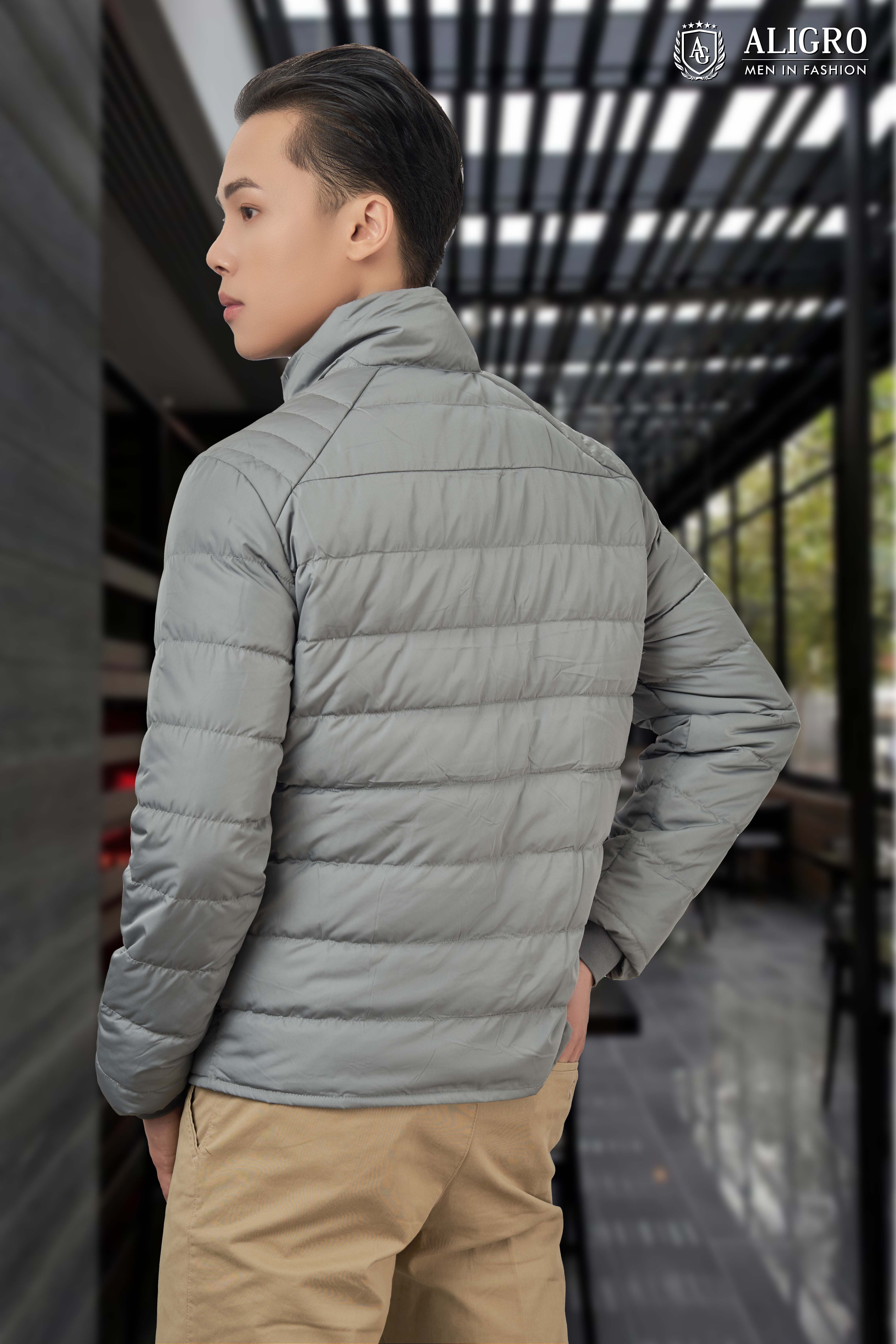 Áo khoác lông vũ màu xám chất liệu cao cấp mềm mịn chống thấm nước chống bám bẩn siêu nhẹ giữ nhiệt  ALIGRO ALGALV.22