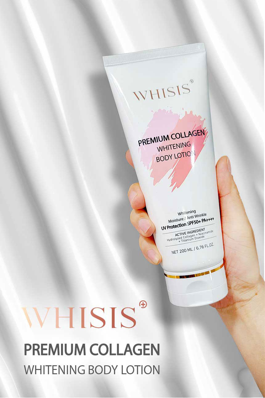 Kem body WHISIS PREMIUM COLLAGEN WHITENING BODY LOTION dưỡng trắng, chống nắng cao cấp 200ml