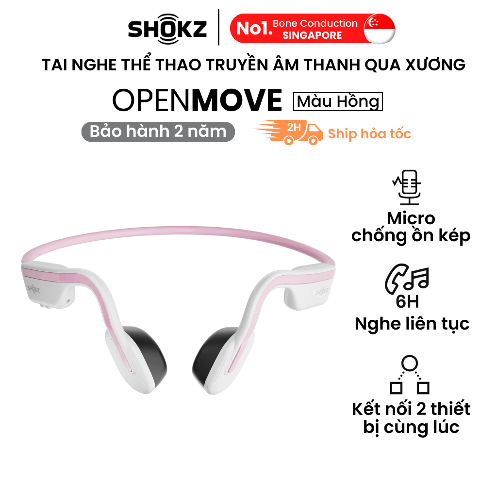 Tai Nghe Bluetooth Thể Thao Truyền Âm Thanh Qua Xương SHOKZ OPEN MOVE S661 Màu Hồng - Hàng chính hãng