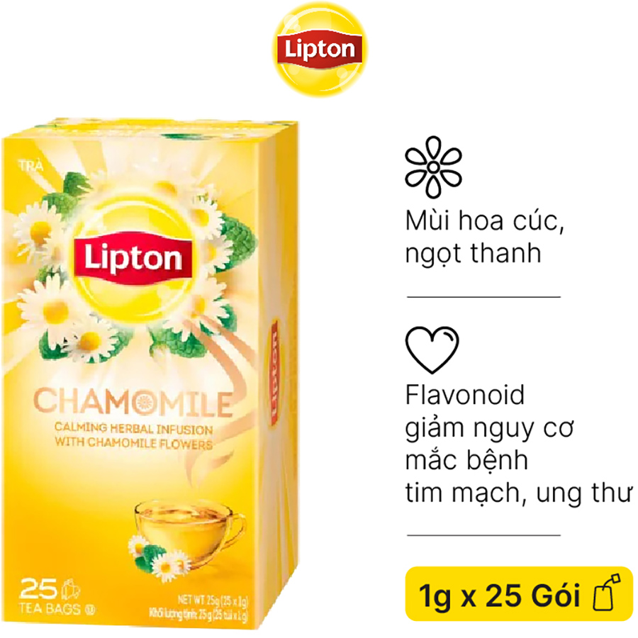 Hộp 25 Gói Trà Lipton - Trà Hoa Cúc Helium Chamomile 1g/gói