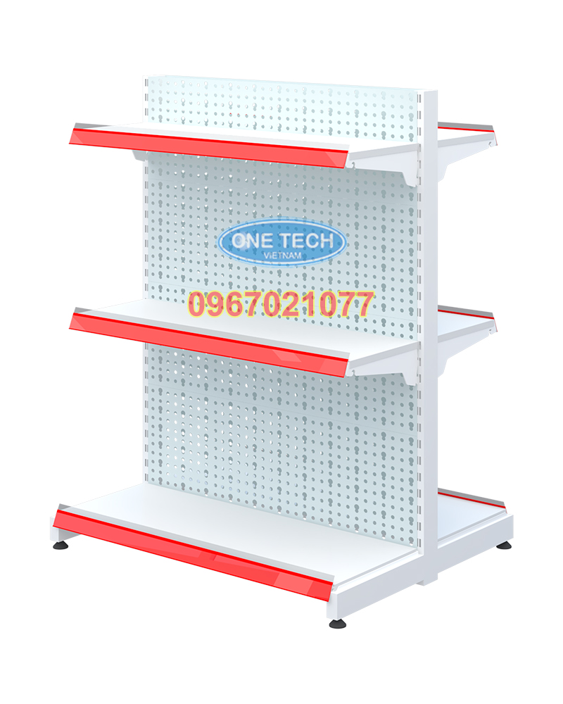 Kệ đôi siêu thị tôn đục lỗ C1200 x D900 x R750 x 3 tầng