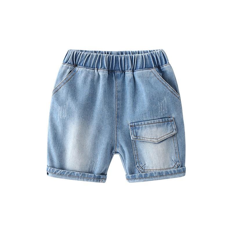 Quần Jeans Cho Bé WELLKIDS Quần Short Cho Bé Họa Tiết Túi Hộp Chất Bò Mềm 032