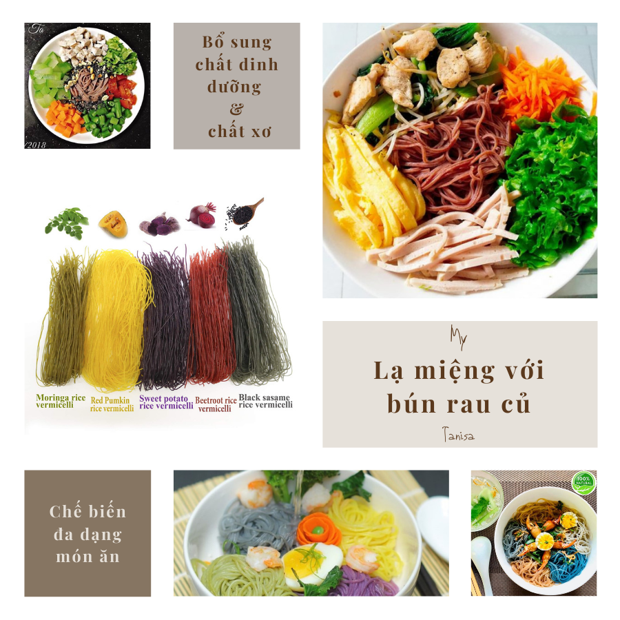 Combo 2 Bún Khoai Lang Tím Và Bún Mè Đen Tanisa - Bún rau củ khô, thơm ngon bổ dưỡng, an toàn cho sức khỏe - Đạt Tiêu Chuẩn Chất Lượng FDA Hoa Kỳ