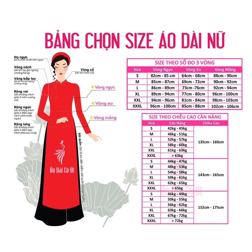 Áo dài nữ lụa tây thi cổ vuông tay bồng ngọc đính hoa