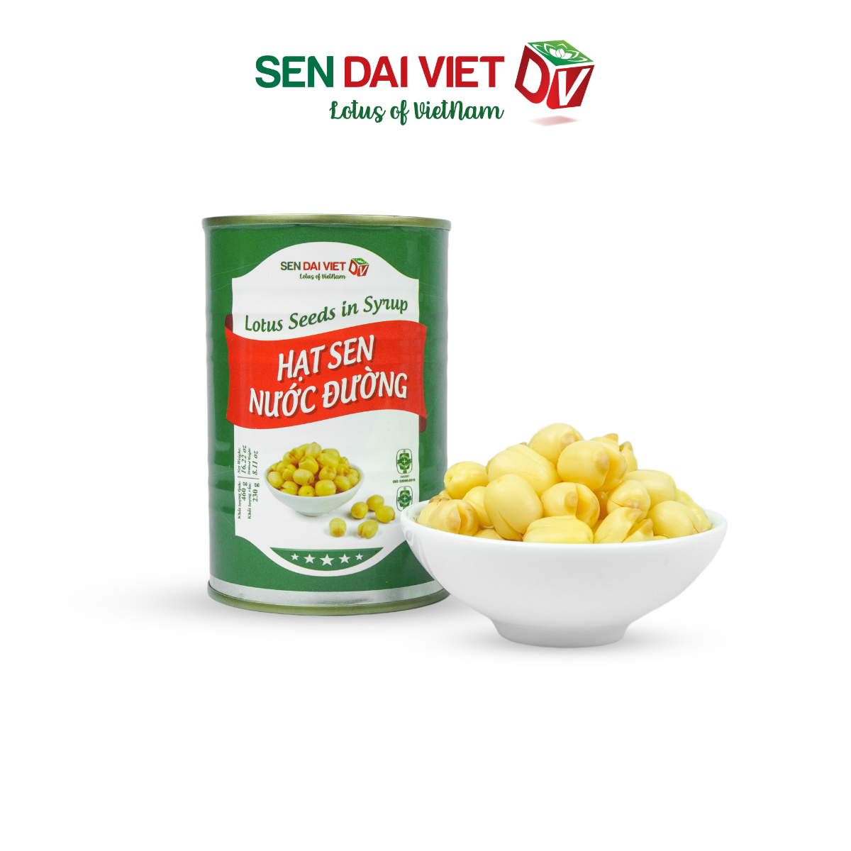 Hạt Sen Nước Đường- Hương Vị Thơm Ngon, Dễ Dàng Sử Dụng, ĐV- Sen Đại Việt- Lon 460g