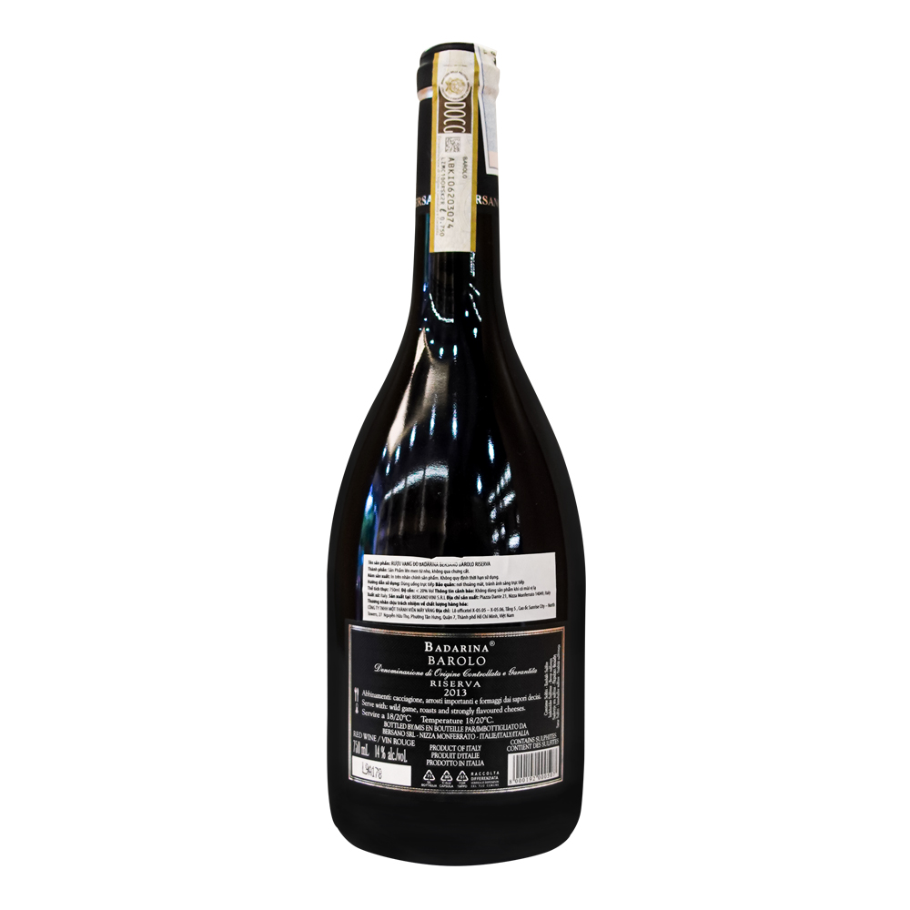 Rượu Vang Đỏ Bersano Badarina Barolo Riserva 750ml 14% - Ý - Hàng Chính Hãng