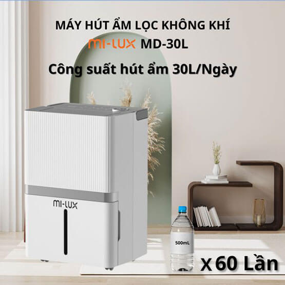 Máy Hút Ẩm Lọc Kiêm Không Khí Xiaomi Mi-Lux MD 20L Bảo Hành 24 Tháng Làm Sạch Khử Khuẩn - Hàng Chính Hãng