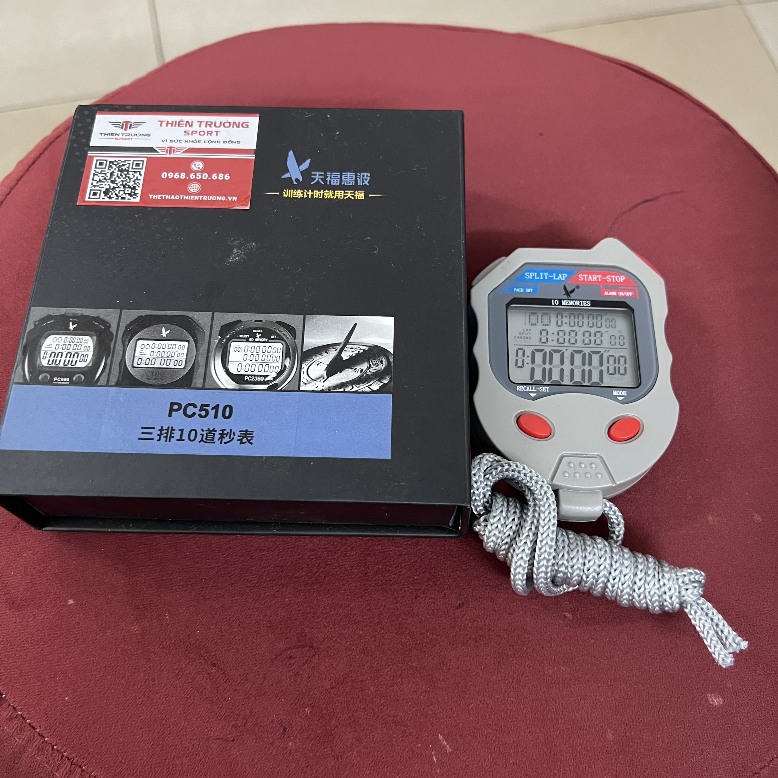 Đồng hồ bấm giây, bấm giờ PC510 bộ nhớ 10LAP, đồng hồ đo hiệu suất công việc T THIEN TRUONG SPORT