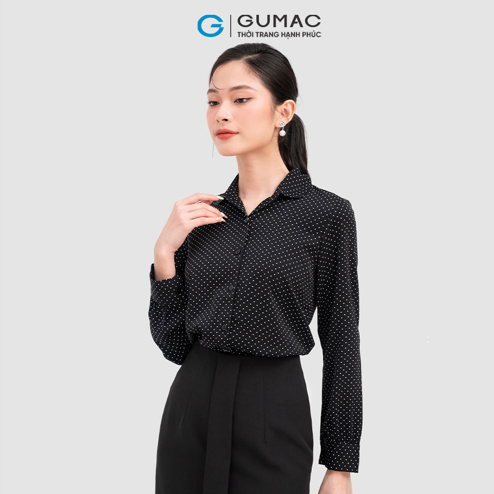 Áo sơ mi nữ GUMAC AC10051 tay dài bâu tròn chấm bi