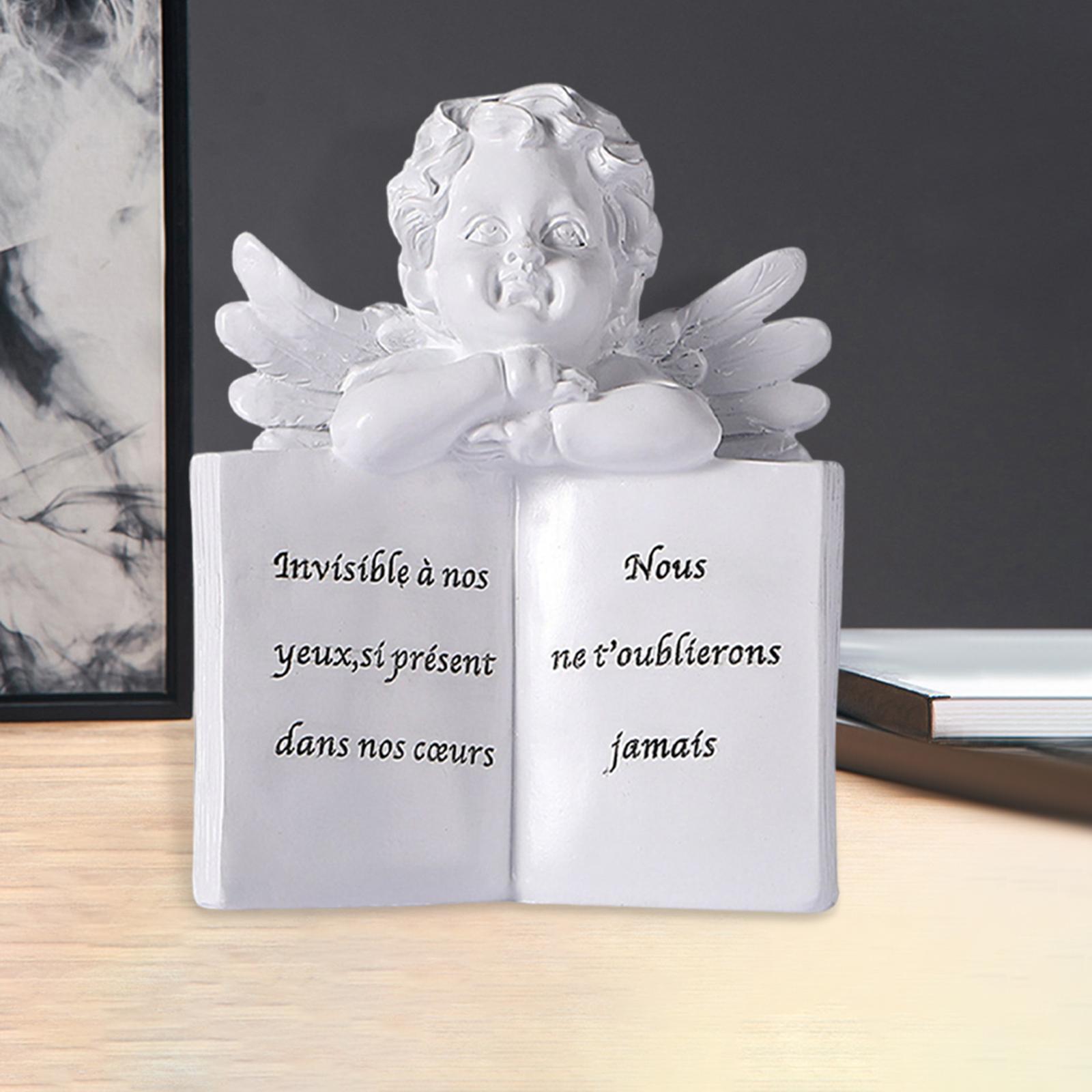 Angel Figurine Decorative White Memorial Crafts Fairy Book