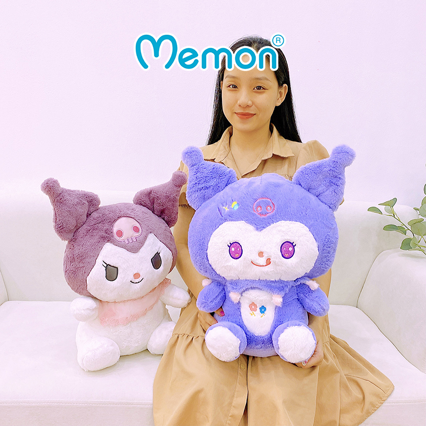 Gấu Bông Kuromi Thêu Hoa 55cm Cao Cấp Memon