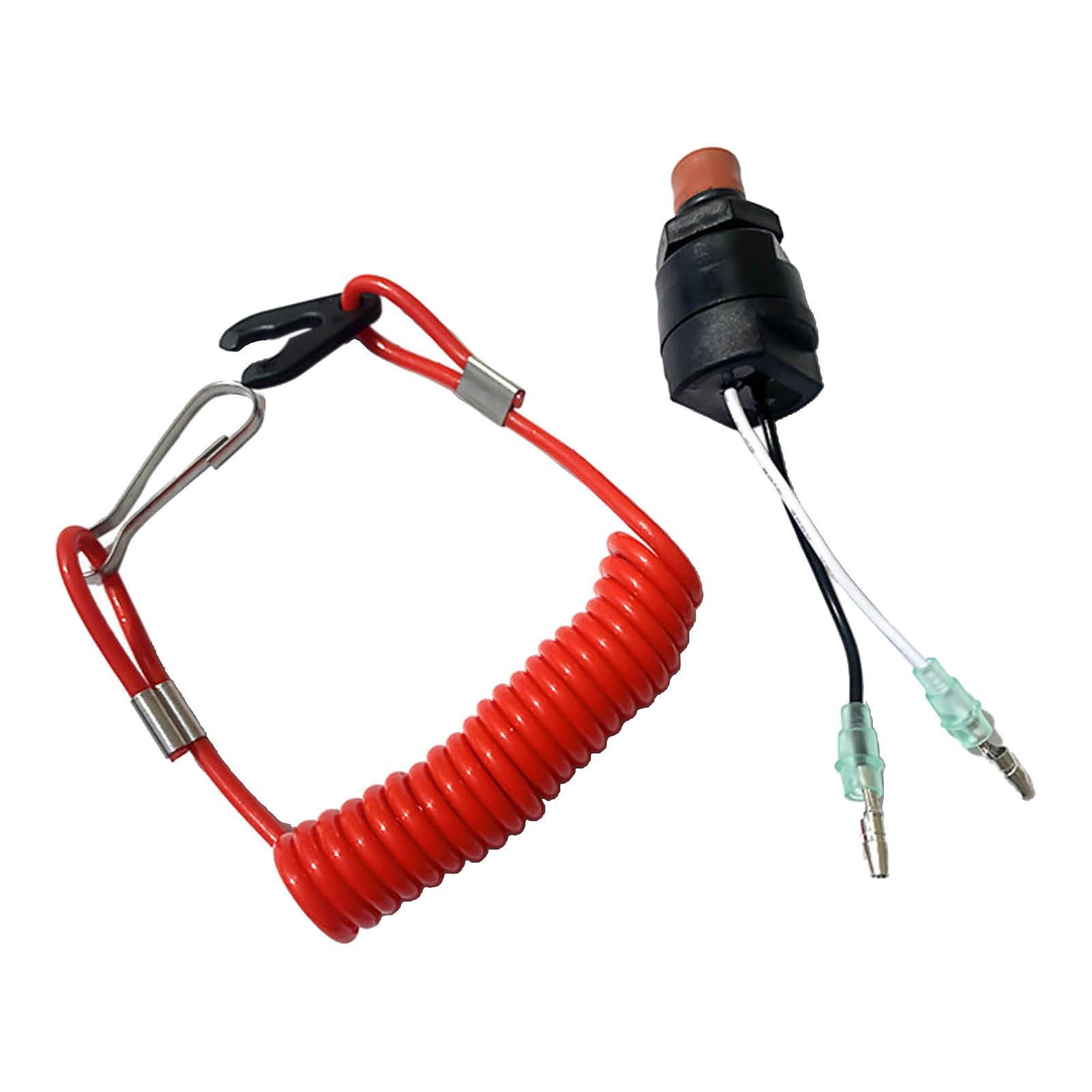 Outboard Motor Kill Switch W/ Safety Tether Lanyard Fit for Red
