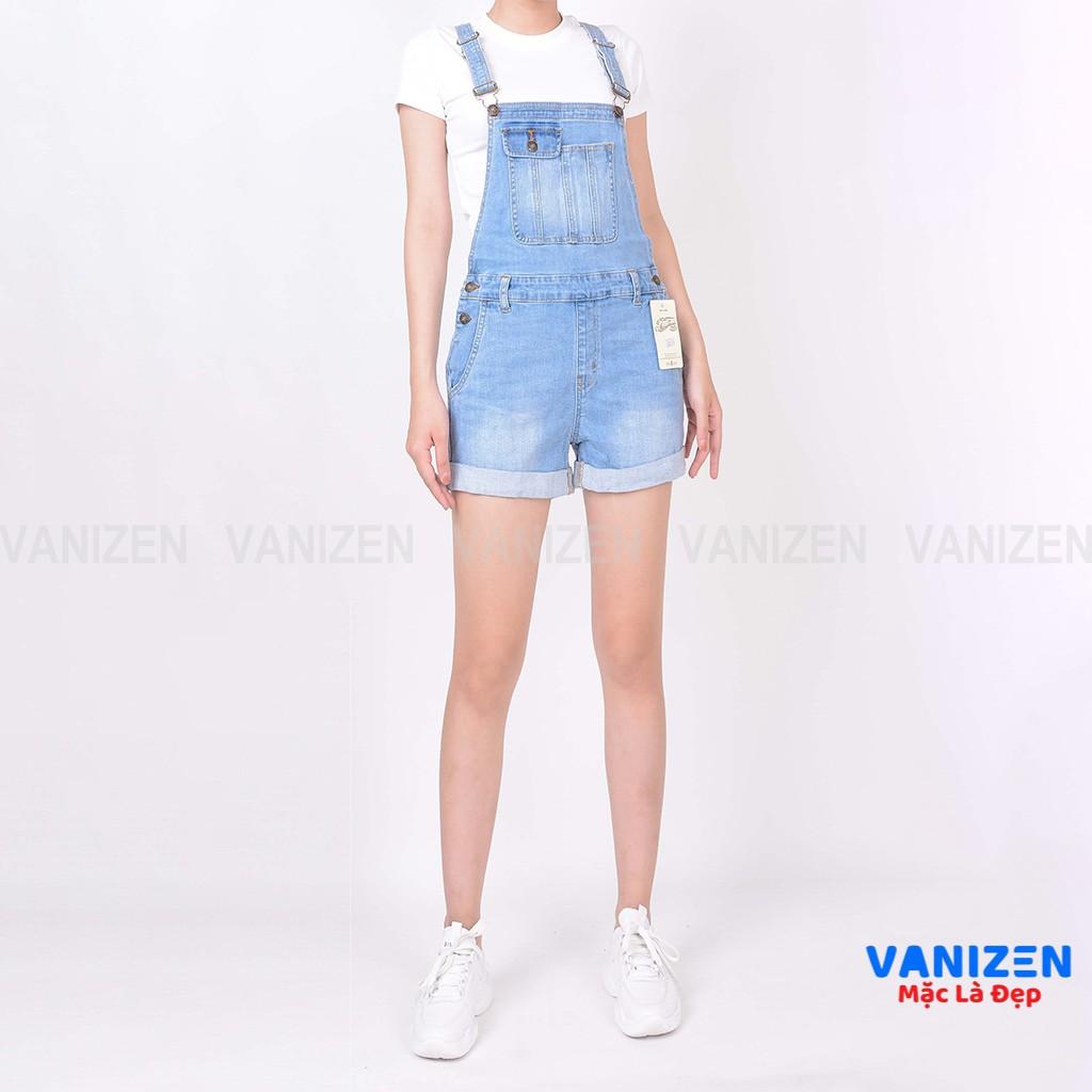 Quần short yếm jean nữ ngắn đẹp lưng cao cạp cao trơn hàng hiệu cao cấp mã 452 VANIZEN